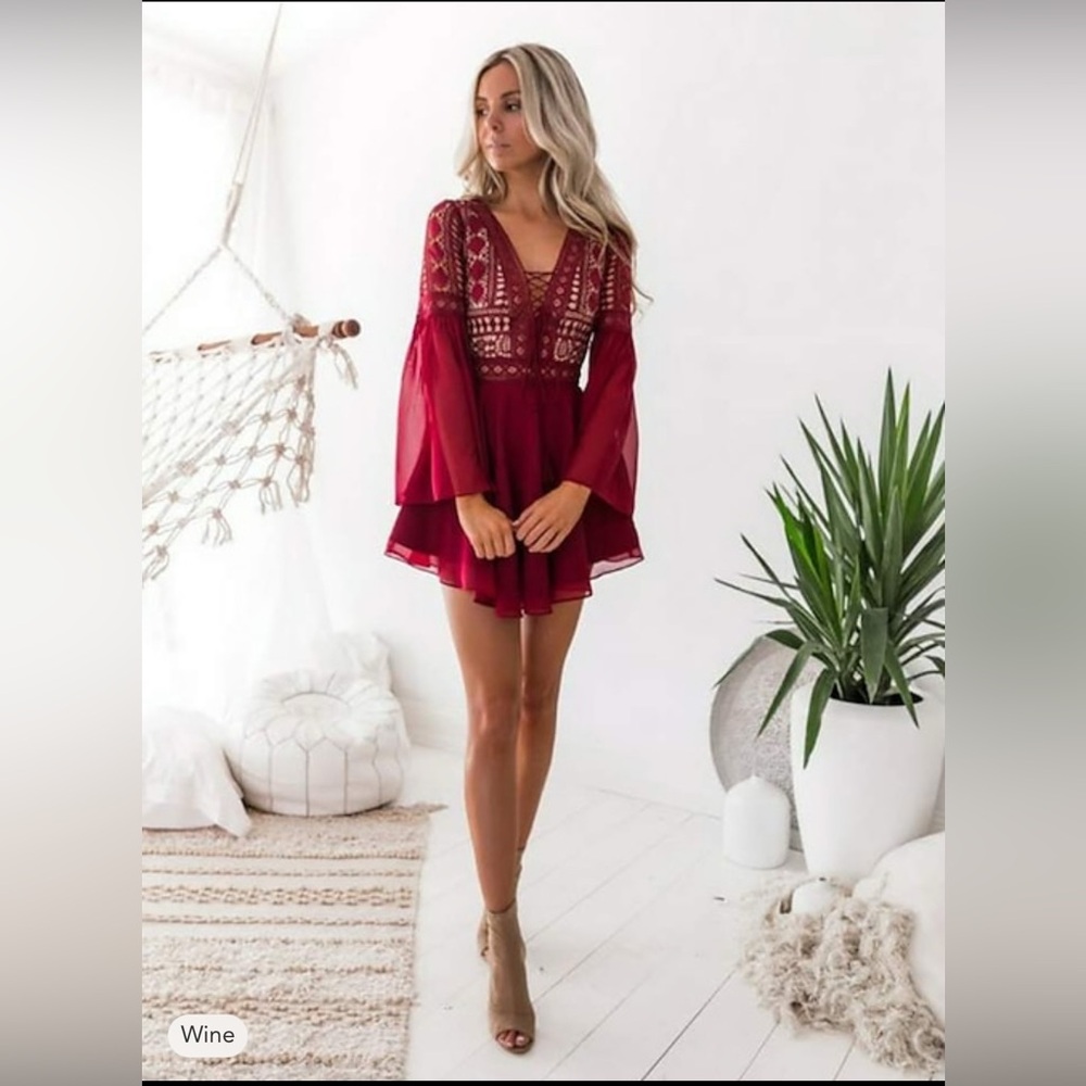 NWOT Elegant Wine Red Dress